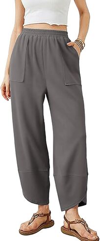 Wide Leg Sweatpants for Women Elastic High Waisted Workout Pant Trendy Solid Color Palazzo Pants with Pockets 2025 in Kuwait