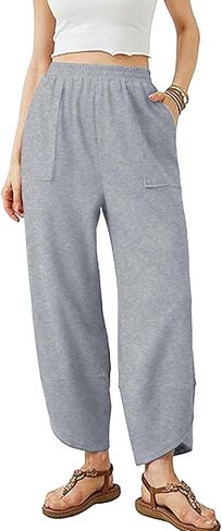 Wide Leg Sweatpants for Women Elastic High Waisted Workout Pant Trendy Solid Color Palazzo Pants with Pockets 2025 in Kuwait