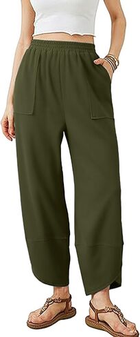 Wide Leg Sweatpants for Women Elastic High Waisted Workout Pant Trendy Solid Color Palazzo Pants with Pockets 2025 in Kuwait