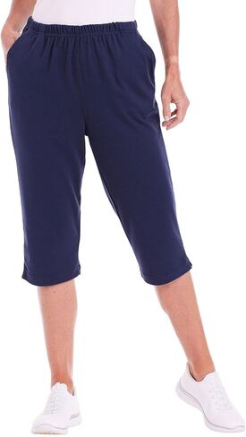 CATALOG CLASSICS Womens Capri Pants with Pockets Elastic Waist Pants for Women in Saudi Arabia