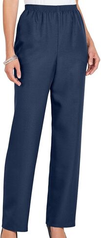 Alfred Dunner Pants – Comfortable Straight Leg Pull-on Pants for Women Navy 16 Petite in Saudi Arabia