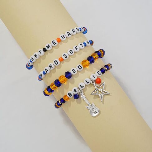 Orange - Blue Beaded Bracelets Set for Music Fans – Tour Concert Bracelets Set, Handmade Colorful Letter Bracelets, Concert Merch Outfit Bracelet for Women Men, Trendy Aesthetic Jewelry for Gifts in Saudi Arabia