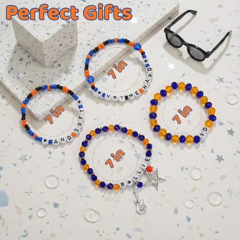 Orange - Blue Beaded Bracelets Set for Music Fans – Tour Concert Bracelets Set, Handmade Colorful Letter Bracelets, Concert Merch Outfit Bracelet for Women Men, Trendy Aesthetic Jewelry for Gifts in Saudi Arabia