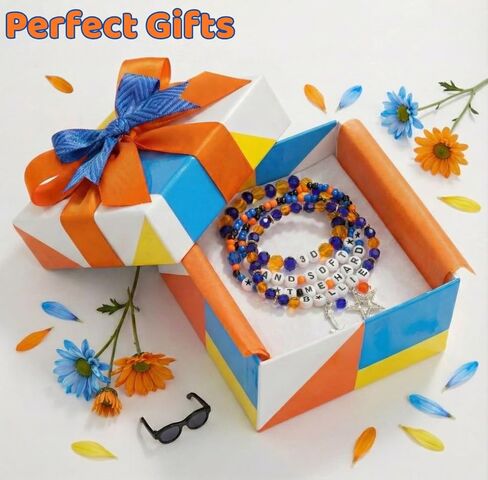 Orange - Blue Beaded Bracelets Set for Music Fans – Tour Concert Bracelets Set, Handmade Colorful Letter Bracelets, Concert Merch Outfit Bracelet for Women Men, Trendy Aesthetic Jewelry for Gifts in Saudi Arabia