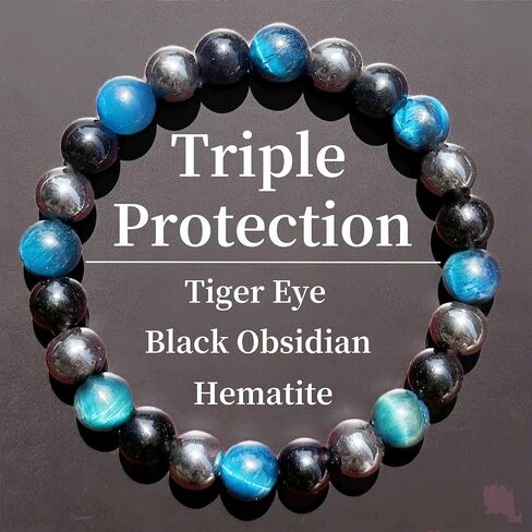 Bracelets for Women Men Amazing Gemstone Light Blue Cat's Eye Bracelet Beaded Triple Protection Handmade Bracelets Jewelry in Saudi Arabia