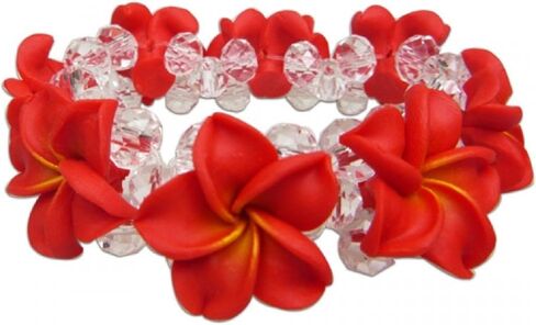 He Pua Nani Coral Plumeria Fimo Flower Bling Hawaiian Bracelet in Saudi Arabia
