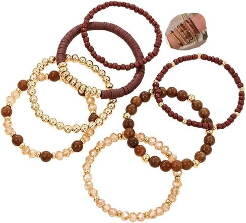 Sither Heishi Clay Bead الأساور حزمة للنساء البوهيمي الصداقة كريستال تمتد أساور مجموعة تكويم الذهب الخرز أساور مجوهرات للهدايا in Saudi Arabia