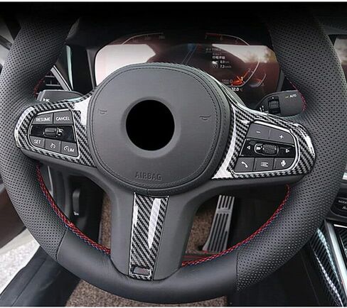 ​for BMW 3 Series G20 2020-2022 Interior Trim Steering Wheel Cover Carbon Fiber Pattern ABS Steering Wheel Decorative Frame in Kuwait