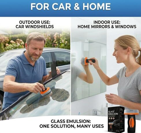 Glass Oil Film Remover for Car, 100ml Roll-On Glass Compound, Removes Oil Film & Smudges, For Cars Window, Glass Emulsion, Crystal Clear View in Saudi Arabia