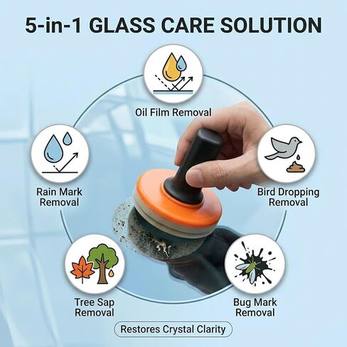 Glass Oil Film Remover for Car, 100ml Roll-On Glass Compound, Removes Oil Film & Smudges, For Cars Window, Glass Emulsion, Crystal Clear View in Saudi Arabia