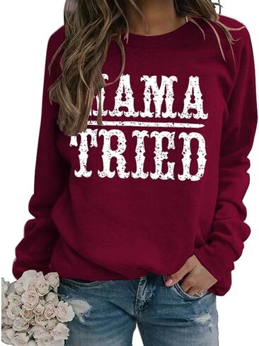 قميص YourTops النسائي Mama Tried Graphic Sweatshirt Country Classic Country Legend in Kuwait