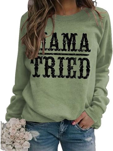 قميص YourTops النسائي Mama Tried Graphic Sweatshirt Country Classic Country Legend in Kuwait