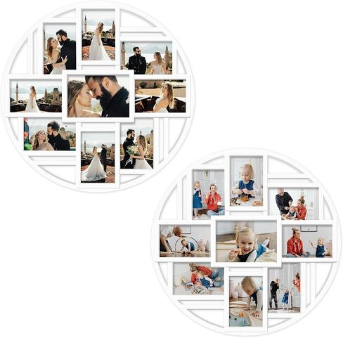 Jerry & Maggie Photo Frame Round Circle Black Picture Frame Cute Selfie Gallery Collage Wall Hanging For 6x4 Photo - 9 Photo Sockets (Black) in Kuwait