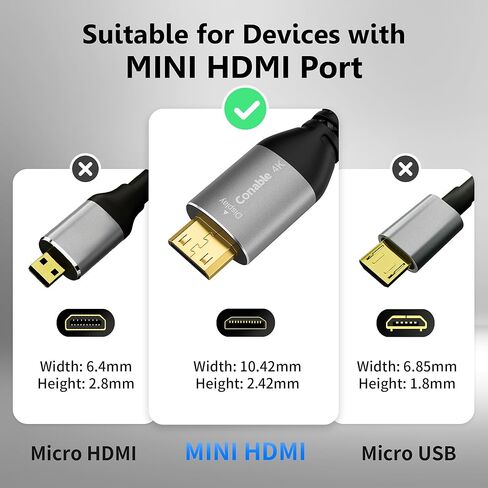 4K DisplayPort to Mini HDMI Cable 4FT, Uni-Directional DP to Mini HDMI Cable. Supports 4K@60Hz, 2K@120Hz, Video UHD, Nylon Braided, for Desktop, AMD, NVIDIA, KYY, ARZOPA, VILVA, MNN, Portable Monitor in Kuwait