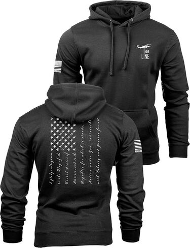 Nine Line Pledge of Allegiance Hoodie for Men, Patriotic American Flag Sweatshirt, USA Made Veteran Owned Apparel in Kuwait