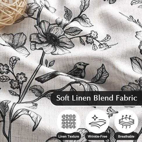 Yinhua ستائر كتان زهرية لغرفة المعيشة بطول 84 بوصة ستائر غرفة نوم فرنسية مع كشكشة ورباط خلفي، ستارة نافذة مرشحة للضوء وجيب خلفي، ستائر، 52 بوصة عرض × 84 بوصة طول، لوحتان in Kuwait