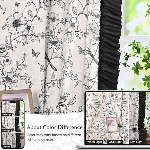 Yinhua ستائر كتان زهرية لغرفة المعيشة بطول 84 بوصة ستائر غرفة نوم فرنسية مع كشكشة ورباط خلفي، ستارة نافذة مرشحة للضوء وجيب خلفي، ستائر، 52 بوصة عرض × 84 بوصة طول، لوحتان in Kuwait