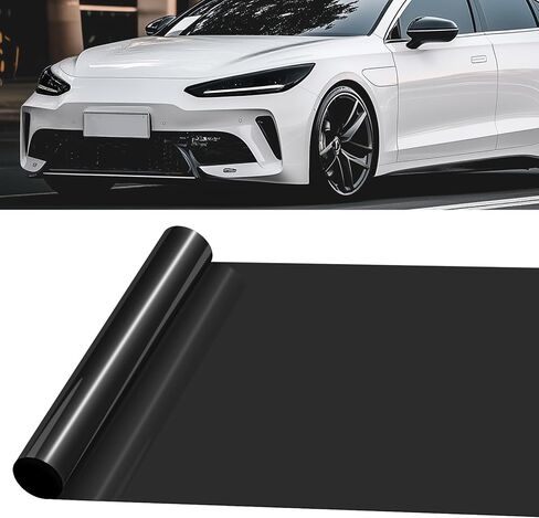Tail Light Tint Self Adhesive Taillight Tint for Car Fog Light Rear Lamp Tail Light Car Sticker UV Protection Film Colorful (Deep Black) in Saudi Arabia
