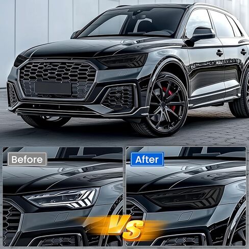 Tail Light Tint Self Adhesive Taillight Tint for Car Fog Light Rear Lamp Tail Light Car Sticker UV Protection Film Colorful (Deep Black) in Saudi Arabia