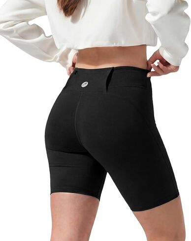Fioboc Biker Shorts Womens Gym Shorts with Pocket High Waisted Tummy Control Athletic Yoga Workout Shorts Spandex Leggings in Kuwait