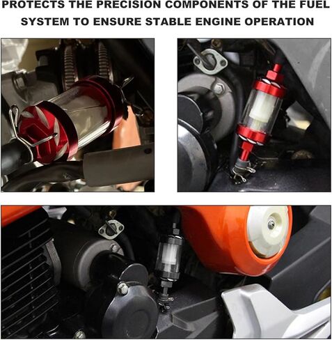 Sun Walker Motorcycle Fuel Filter, 5/16 Inch Inlet/Outlet Washable Gas Filters Replacement, Transparent Tempered Glass Inline Fuel Filter for Most Motorcycles ATVs Scooters (Black) in Kuwait