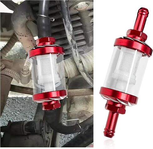 Sun Walker Motorcycle Fuel Filter, 5/16 Inch Inlet/Outlet Washable Gas Filters Replacement, Transparent Tempered Glass Inline Fuel Filter for Most Motorcycles ATVs Scooters (Black) in Kuwait