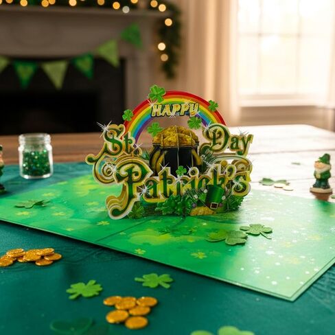 St Patricks Day Card, 6x8 in Happy St Patrick's Day Pop Up Card For Family, Friend, Kids, Saint Patricks Day Greeting Cards with Envelope in Kuwait