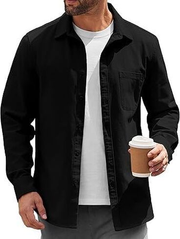 Mens Lightweight Shirt Jacket Cotton Casual Overshirt for Daily in Saudi Arabia