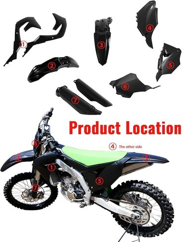 Plastic Fairing Fender Kit for Kawasaki KX250, Black Full Panel Protection Parts for Kawasaki KX250X KX450X 2012-2022, KX450 2019-2022 Plastic Accessories in Saudi Arabia