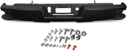 Auto Dynasty Rear Step Bumper Compatible with 2014-2019 Chevy Silverado GMC Sierra 1500 LD Limited, with Parking Sensor Holes and Corner Step Slots, Polished Chrome in Saudi Arabia