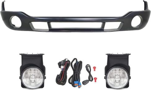 Front Bumper Lower Valance Primed + Fog Light With Harness & Switch Left Driver & Right Passenger Side Direct Replacement Compatible With 2003-2006 GMC Sierra 1500 2500HD GM1000684 in Saudi Arabia