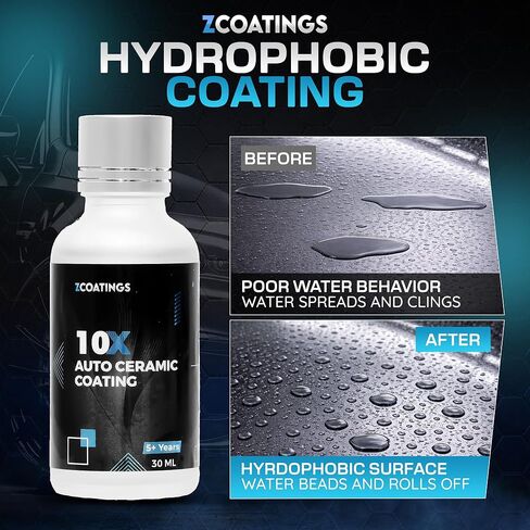 10X Ceramic Coating for Cars – 30ml SiO2 Nano Hydrophobic Paint Protection for Paint, Wheels & Trim | Easy Apply Ceramic Car Coating | Up to 5 Year Durability in Saudi Arabia