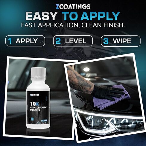 10X Ceramic Coating for Cars – 30ml SiO2 Nano Hydrophobic Paint Protection for Paint, Wheels & Trim | Easy Apply Ceramic Car Coating | Up to 5 Year Durability in Saudi Arabia