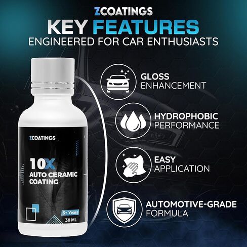 10X Ceramic Coating for Cars – 30ml SiO2 Nano Hydrophobic Paint Protection for Paint, Wheels & Trim | Easy Apply Ceramic Car Coating | Up to 5 Year Durability in Saudi Arabia