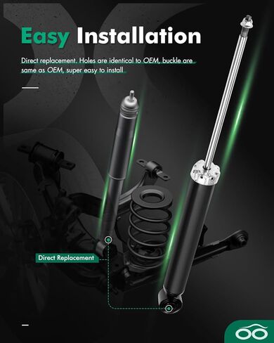 SCITOO - ممتص الصدمات الخلفي لسيارة VW Fits 2009 2010 2011 2012 2013 CC,2008 R32,2006 2007 2008 2009 Rabbit Shocks 344459 Struts - مجموعة من قطعتين in Saudi Arabia