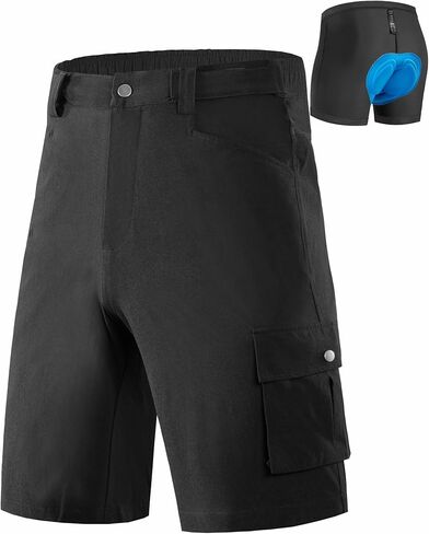 Men's MTB Bike Shorts with Removable Padded Mesh Liner, Elastic Waist with Hook & Snap,2 Side Pockets + Cargo Pocket in Saudi Arabia