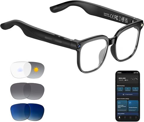 Smart Sunglasses for Men Women, Open Ear Bluetooth Glasses Built-in Mic. & Speakers, IP65 Waterproof, Hands-Free Calls, Touch and Voice Assistant, Magnetic Charging Wireless Headphone Sunglasses in Kuwait