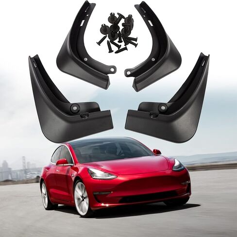 Mud Flaps for Tesla Model Y 2020 2021 2022 2023 2024 Splash Guards Front Rear Fender Protection Mudflaps No Need to Drill Holes (Set of 4, Matte ABS Carbon Fiber) in Saudi Arabia