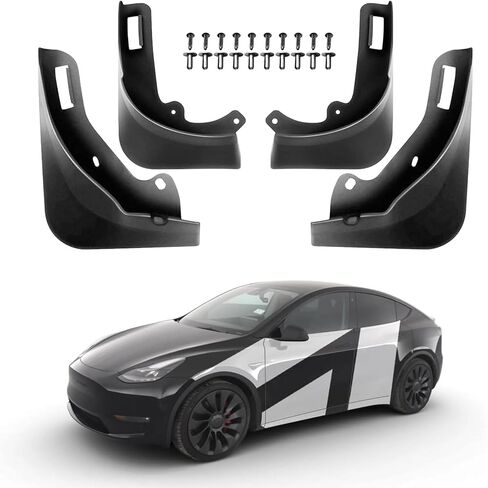 Mud Flaps for Tesla Model Y 2020 2021 2022 2023 2024 Splash Guards Front Rear Fender Protection Mudflaps No Need to Drill Holes (Set of 4, Matte ABS Carbon Fiber) in Saudi Arabia