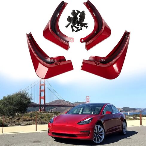 Mud Flaps for Tesla Model Y 2020 2021 2022 2023 2024 Splash Guards Front Rear Fender Protection Mudflaps No Need to Drill Holes (Set of 4, Matte ABS Carbon Fiber) in Saudi Arabia