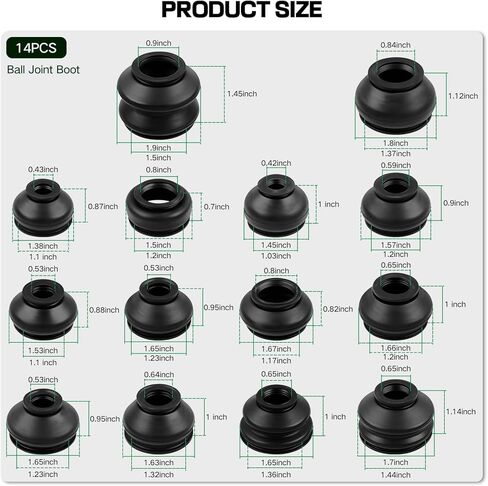 14PCS Tie Rod Boot Kit, Universal Inner Tie Rod Boot & Ball Joint Dust Cover, Heavy Duty Rubber Tie Rod End Boots,Durable Steering Protection Accessories for Cars, SUVs, Trucks in Kuwait