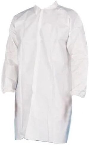 PSBM White Disposable Lab Coats 5XL Size, Pack of 25 - Breathable Material, Elastic Wrist Cuffs and Snap Closures for Labs and Classroom Use in Kuwait