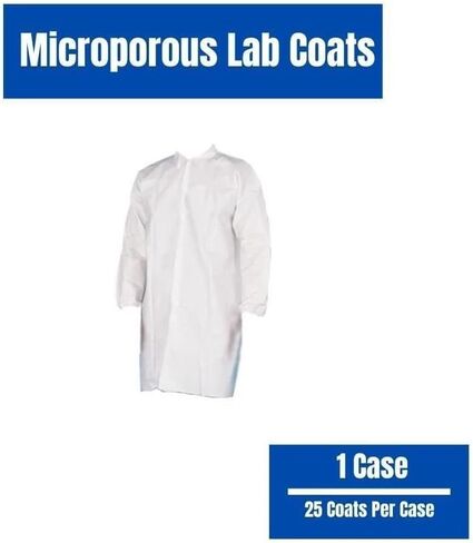 PSBM White Disposable Lab Coats 5XL Size, Pack of 25 - Breathable Material, Elastic Wrist Cuffs and Snap Closures for Labs and Classroom Use in Kuwait