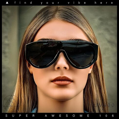 SA106 Retro Bold Oversized Shield Racer Plastic Sunglasses in Saudi Arabia