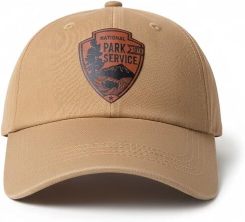 National Park Service Official Baseball Cap, Khaki Cotton, Adjustable Back Strap, One Size Fits Most, Embroidered Shield Logo in Kuwait