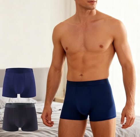 Mens Boxer Shorts 2-Pack Cotton Breathable Underwear Soft Comfortable No Itchy Tag Retro Trunks with Fly Gift Set for Men in Saudi Arabia