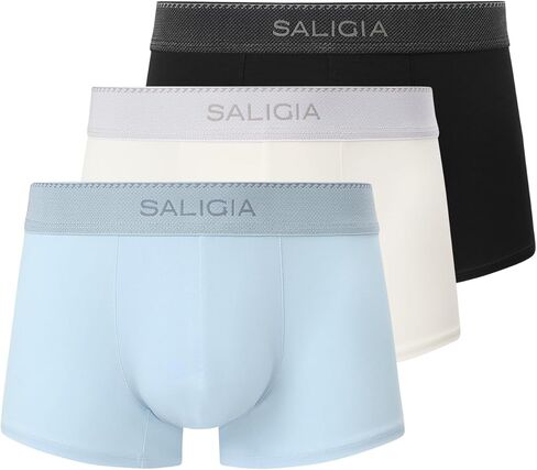 SALIGIA Men’s Trunks Underwear Sexy, Tag-Free & 100s Air-Touch Modal Boxer Briefs with No-Fly Pouch 3-Pack in Saudi Arabia