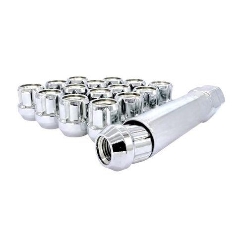 20 Chrome 1/2-20 Open End Lug Wheel Lock Nuts - 6 Spline Tuner Wheel Lug Nuts with 6 Spline Key - Comaptible with Many Jeep, Buick, Chevy, Dodge, Ford and Mercury Vehicles in Saudi Arabia