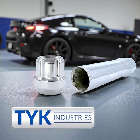 20 Chrome 1/2-20 Open End Lug Wheel Lock Nuts - 6 Spline Tuner Wheel Lug Nuts with 6 Spline Key - Comaptible with Many Jeep, Buick, Chevy, Dodge, Ford and Mercury Vehicles in Saudi Arabia