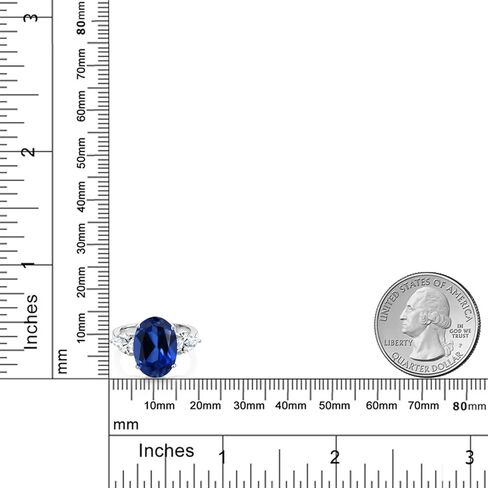 Gem Stone King 925 Sterling Silver Blue Simulated Sapphire and White Created Sapphire Ring For Women (8.00 Cttw, 14X10MM Oval and 7X5MM Pear Shape, Gemstone) in Saudi Arabia